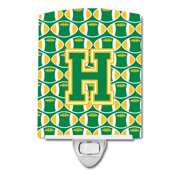 Letter H Football Green & Gold Ceramic Night Light