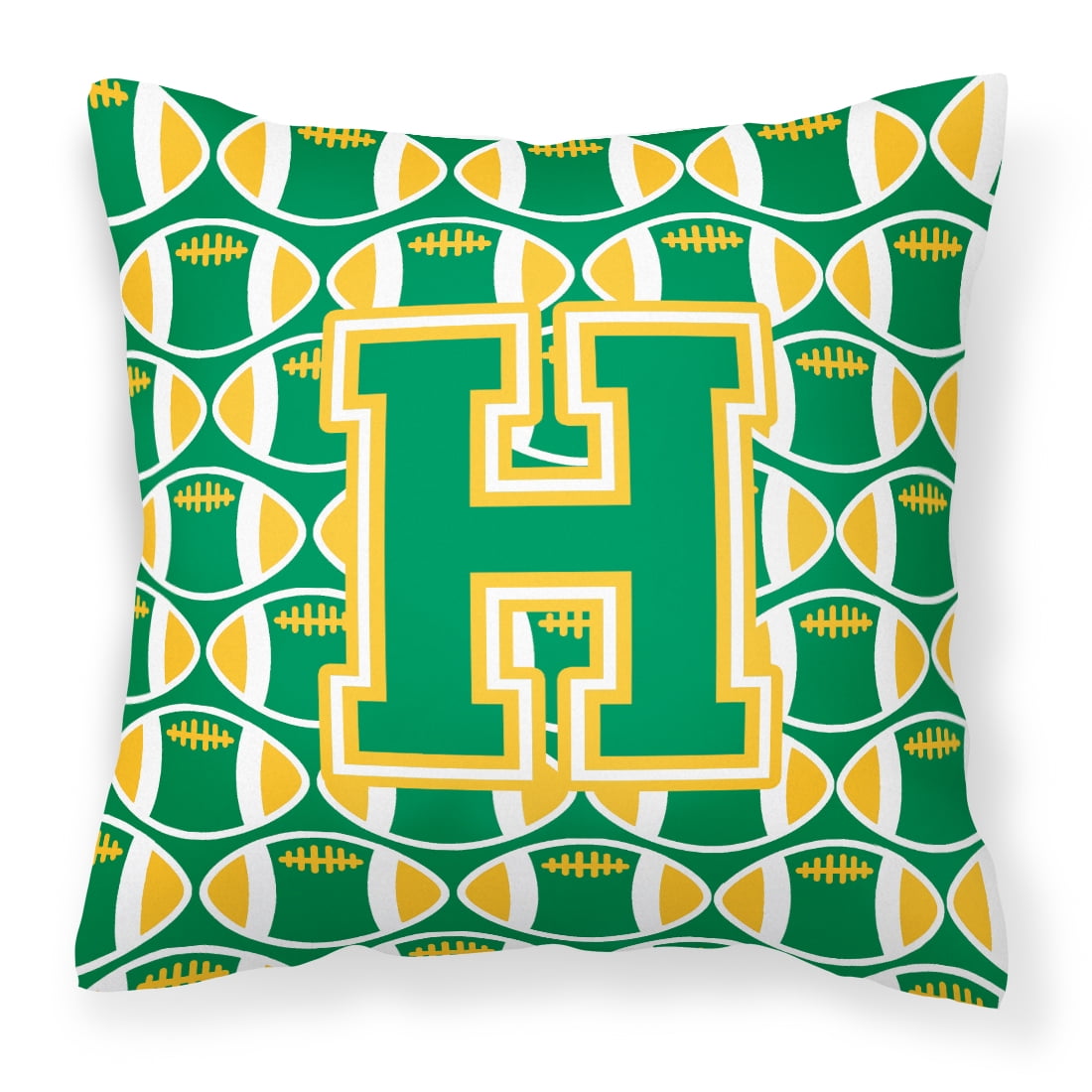 Letter H Football Green and Gold Fabric Decorative Pillow - Walmart.com