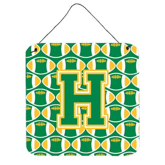 Letter H Football Green and Gold Wall or Door Hanging Prints