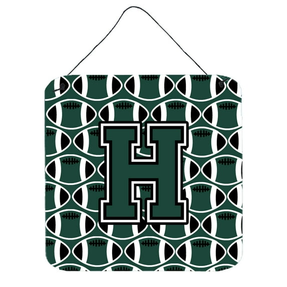 Letter H Football Green and White Wall or Door Hanging Prints