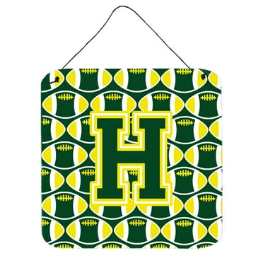 Letter H Football Green and Yellow Wall or Door Hanging Prints