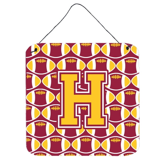 Letter H Football Maroon and Gold Wall or Door Hanging Prints