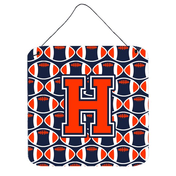 Letter H Football Orange Blue and white Wall or Door Hanging Prints