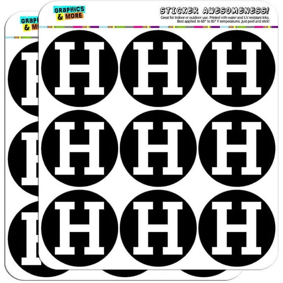 Letter H Initial Black White 18 2" Planner Calendar Scrapbooking Crafting Stickers
