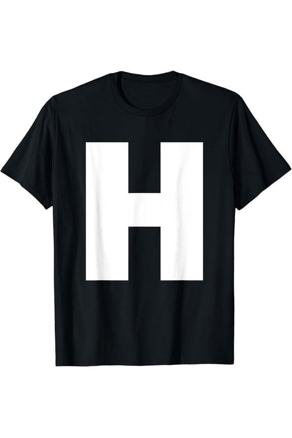 Letter H Initial Capital Alphabet Minimalist Monogram Typography Graphic T-Shirt