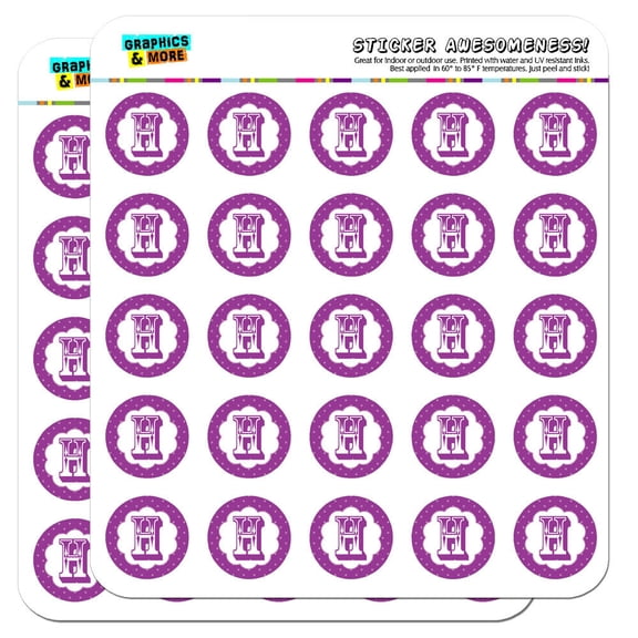 Letter H Initial Flower Purple 1" Scrapbooking Crafting Stickers