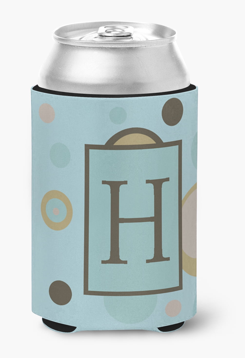 Letter H Initial Monogram - Blue Dots Can or Bottle Beverage Insulator Hugger