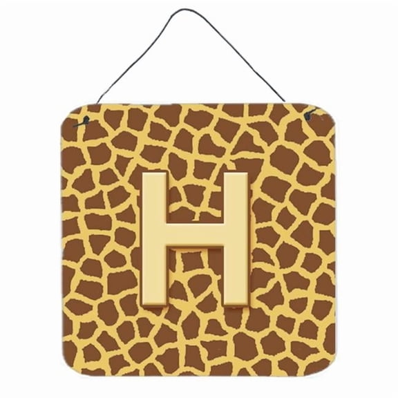 Letter H Initial Monogram - Giraffe Aluminium Metal Wall Or Door Hanging Prints