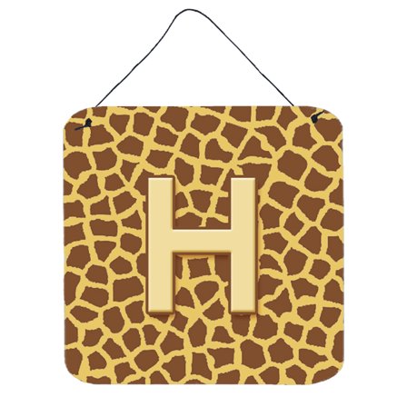 Letter H Initial Monogram - Giraffe Wall or Door Hanging Prints