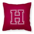 thumbnail image 1 of Letter H Initial Monogram - Maroon and White Fabric Decorative Pillow, 1 of 4