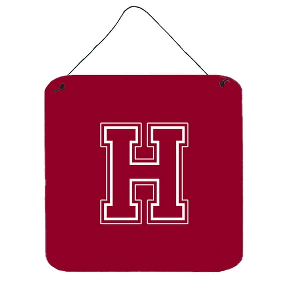 Letter H Initial Monogram - Maroon and White Wall or Door Hanging Prints