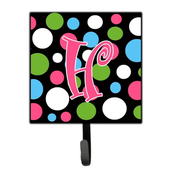 Letter H Initial Monogram - Polkadots and Pink Leash or Key Holder