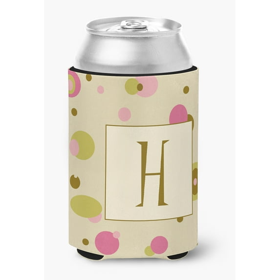 Letter H Initial Monogram - Tan Dots Can or Bottle Hugger