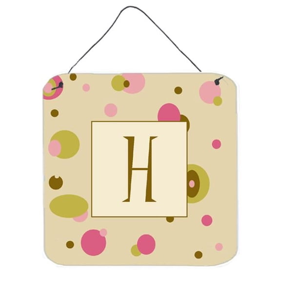 Letter H Initial Monogram - Tan Dots Wall or Door Hanging Prints