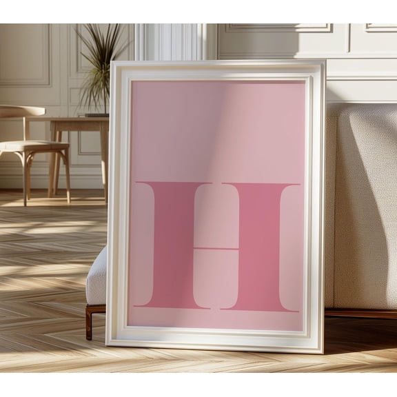 Letter H Initial Wall Art Alphabet Decor Living Room Bedroom Office