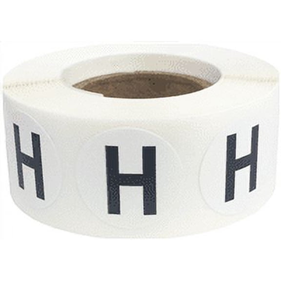 Letter H Inventory Labels 0.75 inch Round Circle Dots 500 Adhesive Stickers