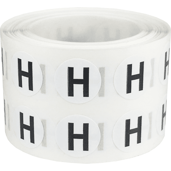 Letter H Inventory Labels .5 Inch Round Circle Dots 1,000 Adhesive Stickers