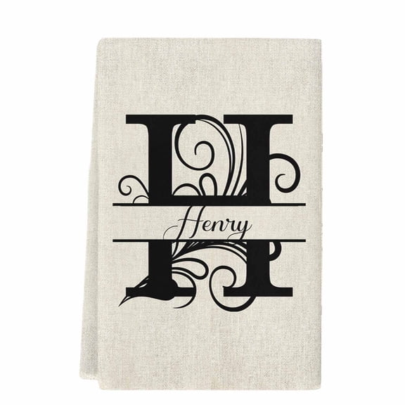 Letter H Microfiber Kitchen Towel, Monogram Words Soft Absorbent Dish Towels, Quick Drying Washable Dishcloths for Kitchen Cleaning, Drying Dishes, 18x28 Inches
