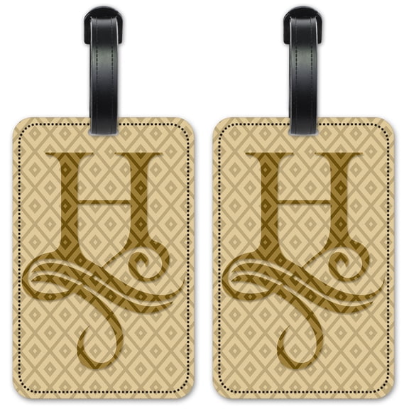 Letter "H" Monogram - Luggage ID Tags / Suitcase Identification Cards - Set of 2