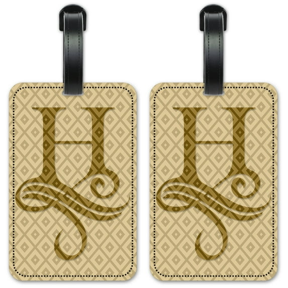 Letter "H" Monogram - Luggage ID Tags / Suitcase Identification Cards - Set of 2