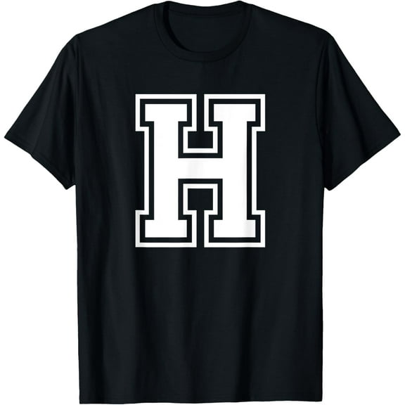 Letter H Name Initial Varsity Alphabet Monogram T-Shirt