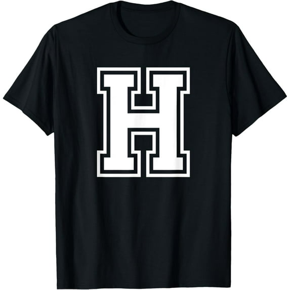 Letter H Name Initial Varsity Alphabet Monogram T-Shirt