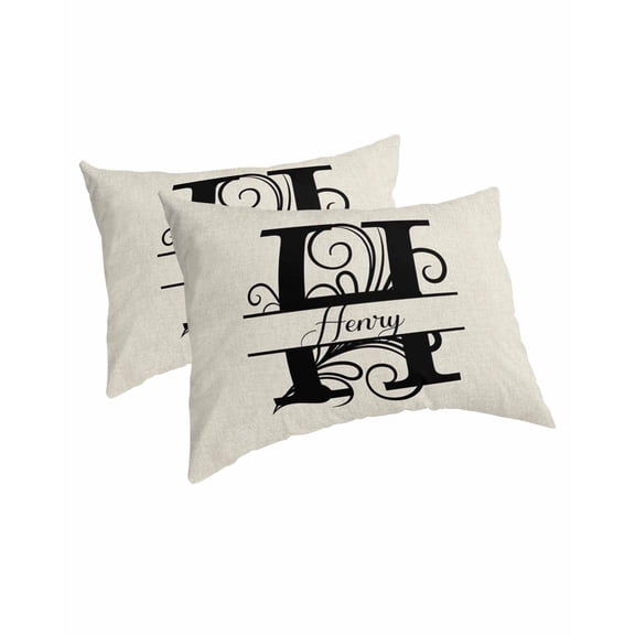 Letter H Pillow Covers Standard Size 2 Pack, Monogram Words Soft Bed Throw Pillowcases Breathable Cooling Long Lumbar Body Pillow Sham Cover for Bed Sofa 20''x26''