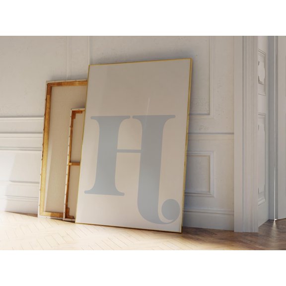 Letter H Poster Blue Alphabet Poster Dorm Room Decor , Poster Print Only