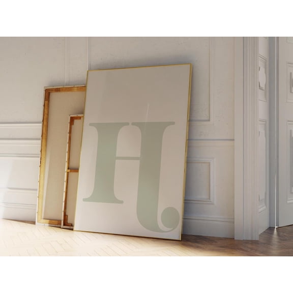 Letter H Print Sage Green Alphabet Trendy Dorm Decor Pdf Files, Unframed Paper Print