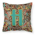 thumbnail image 1 of Letter H Retro Tribal Alphabet Initial Fabric Decorative Pillow, 1 of 4