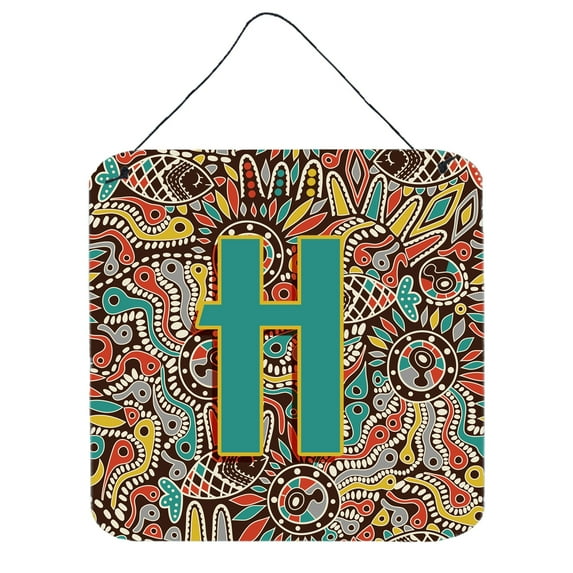 Letter H Retro Tribal Alphabet Initial Wall or Door Hanging Prints