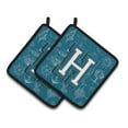 thumbnail image 1 of Letter H Sea Doodles Initial Alphabet Pair of Pot Holders, 1 of 2