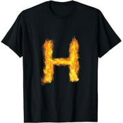 Letter H Sign Alphabet Last Name Consonants Fire Flame Gift T-Shirt