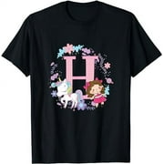 Letter H Sign Alphabet Last Name Consonants Unicorn Gift T-Shirt