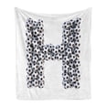 thumbnail image 1 of Letter H Soft Flannel Fleece Blanket, Soccer Balls Arrangement Game Day Theme Abstract Composition with Uppercase H, Cozy Plush for Indoor and Outdoor Use, 60" x 80", Black and White, by Ambesonne, 1 of 5