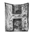 thumbnail image 1 of Letter H Soft Flannel Fleece Throw Blanket, Victorian Capital H Font in Chrome Rock Tones Steel Look Retro Design, Cozy Plush for Indoor and Outdoor Use, 60" x 80", Black Grey, by Ambesonne, 1 of 5