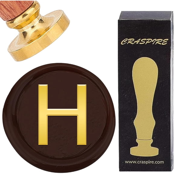 Letter H Wax Seal Stamp Initial Alphabet 25mm Removable Stamper Vintage Brass Head Rosewood Handle Print Wedding Party Invitation Envelope Gift Packing Scrapbooking DIY