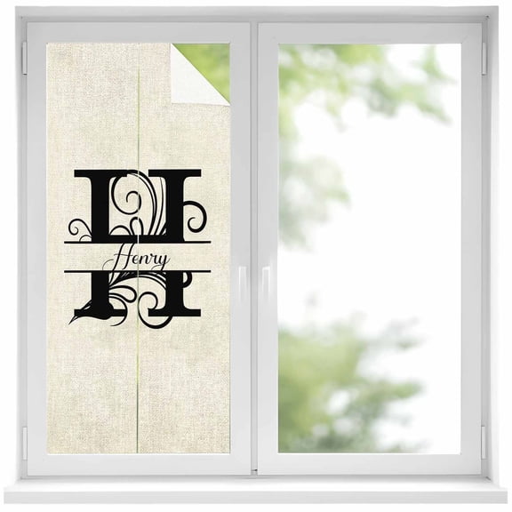 Letter H Window Privacy Film, Monogram Words Static Cling UV Sun Blocking Heat Control Window Tint Day and Night, Non-Adhesive Reusable One Way Windows Privacy Cover 19.6''x39.3''