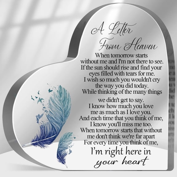 A Letter from Heaven Sign, Loss of Loved One Sympathy Gift, Memorial Gifts for Loss Keepsake, In Memory of Loved One Sign, Grief Bereavement Remembrance Plaque Decor for Family Members