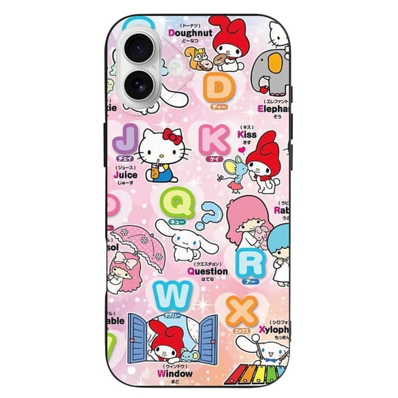 Letter Hello Kitty3326 Compatible with iPhone 16 Plus Case Full Covered Soft Slim Rugged TPU Phone Case Shockproof Non-Slip Anti-Fingerprint Basic Cases Protection