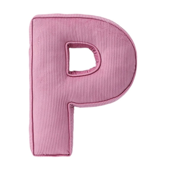 Letter Hugging Throw Pillows Pink Corduroy Initial Letter Shaped Pillows English Alphabet A to Z Plush Letter Pillows for Sofa Bedroom Living Room Decor Home Decorative Accents (P)