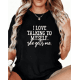 thumbnail image 1 of Letter Humorous Self-Talk Graphic Suitable Tee T-Shirt Top Print Short Sleeve Round Neck Black S-5XL, 1 of 5