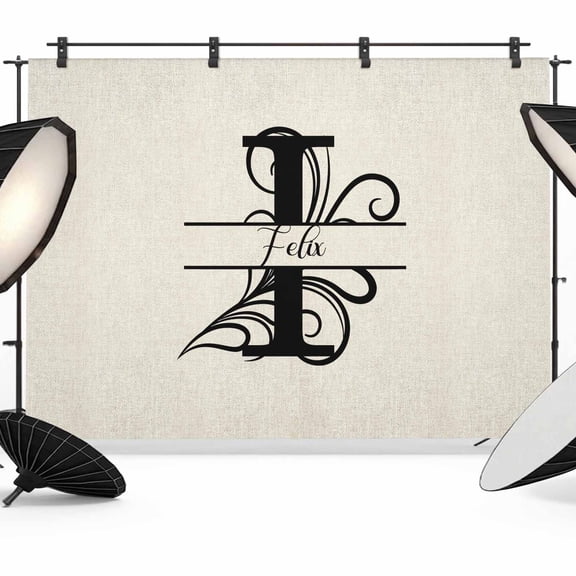 Letter I Backdrop for Photography, Fabric Photo Background Backdrop, Monogram Words Photo Booth Background for Portrait Photoshoot Video Wedding Studio Decoration Banner 7x5ft