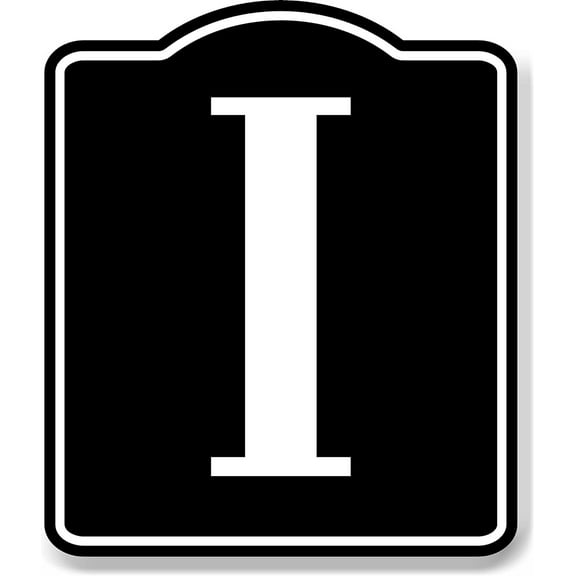 Letter I Bin Aisle Row Marker Label BLACK Aluminum Composite Sign, 8.5"x10"