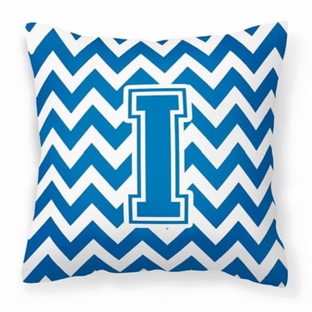 Letter I Chevron Blue and White Fabric Decorative Pillow