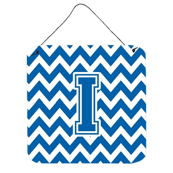 Letter I Chevron Blue and White Wall or Door Hanging Prints