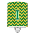 thumbnail image 1 of Letter I Chevron Green and Gold Ceramic Night Light, 1 of 1