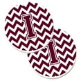 thumbnail image 1 of Letter I Chevron Maroon & White Set of 2 Cup Holder Car Coaster, 1 of 1