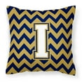 thumbnail image 1 of Letter I Chevron Navy Blue and Gold Fabric Decorative Pillow, 1 of 4