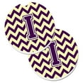 thumbnail image 1 of Letter I Chevron Purple & Gold Set of 2 Cup Holder Car Coaster, 1 of 1